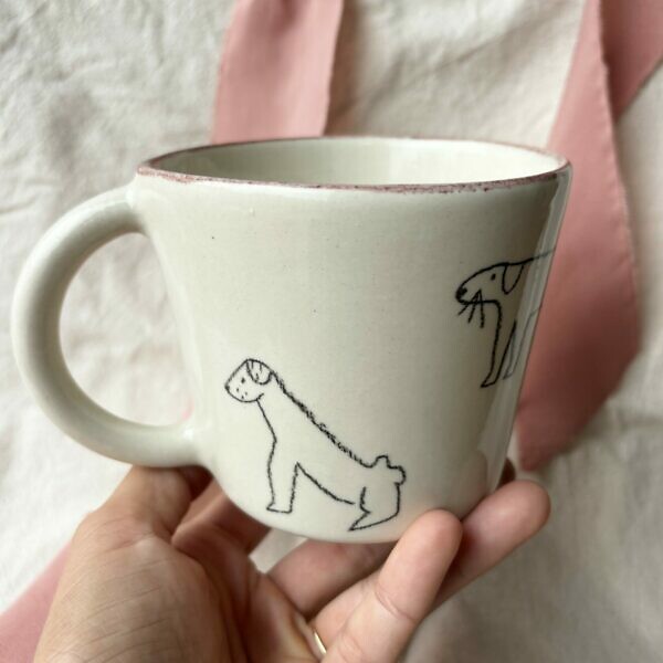 Kubek z uchem w rysowane pieski 350 ml