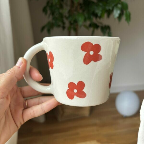 Kubek pomarańczowe kalki z uchem 350 ml