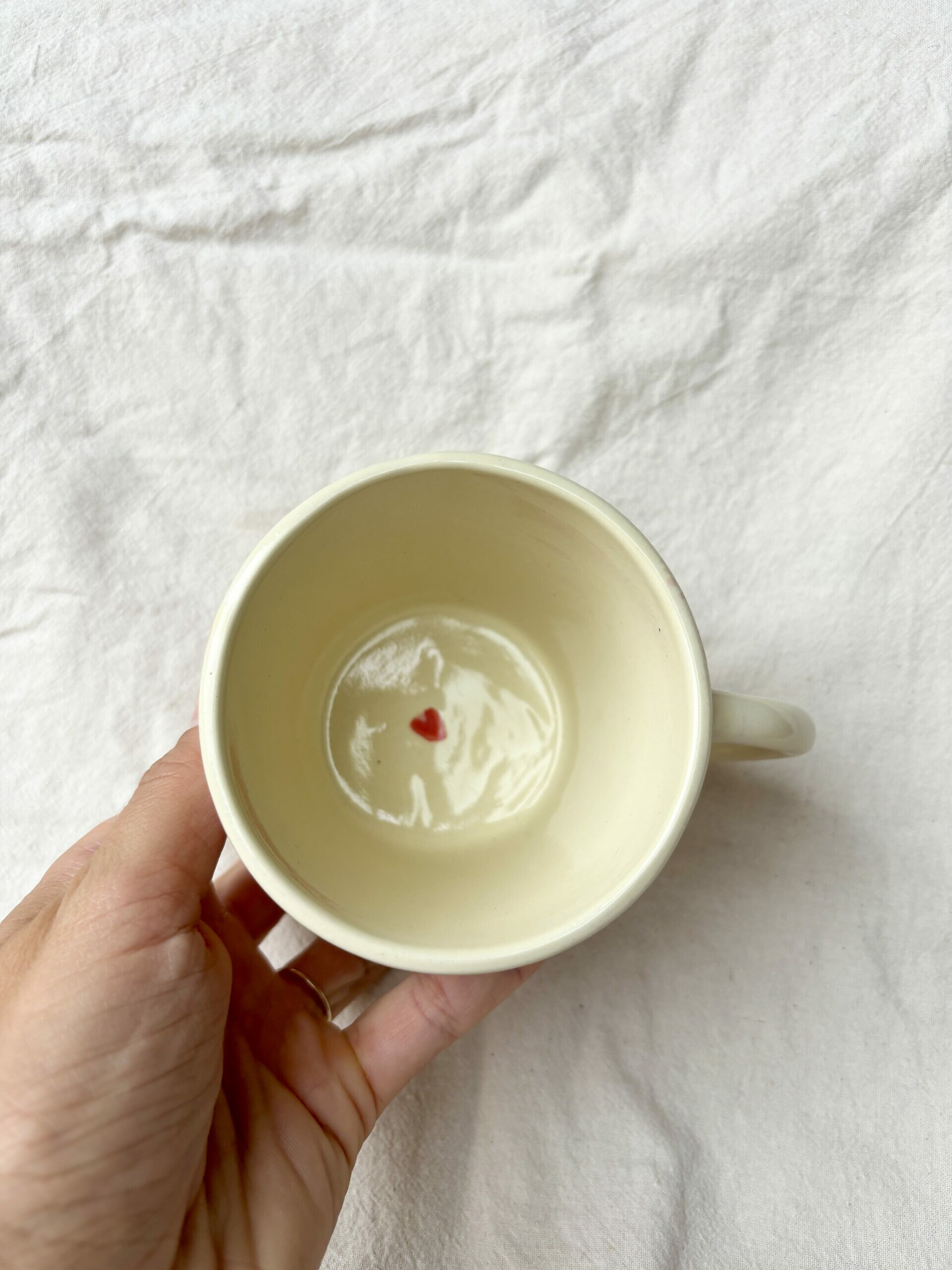 Kubek różowe paski z uchem 200 ml - obrazek 2