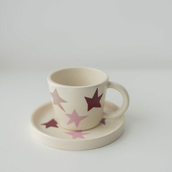 Kubek espresso z podstawką w gwiazdki 60 ml zestaw