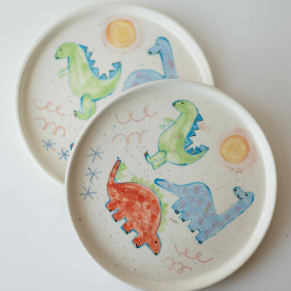 Talerz śniadaniowy w dinozaury 17 cm
