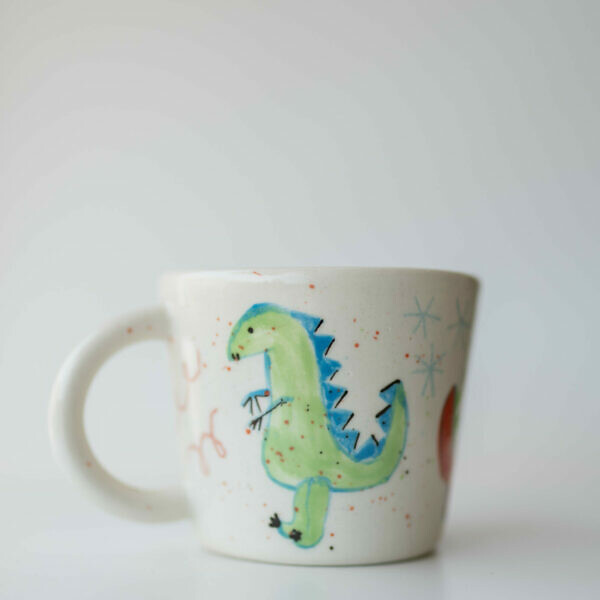 Kubek w dinozaury z uchem 200 ml